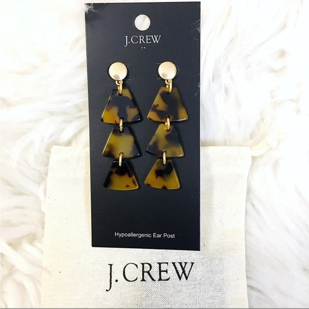 J. Crew Triangular Tortoise Drop Earrings